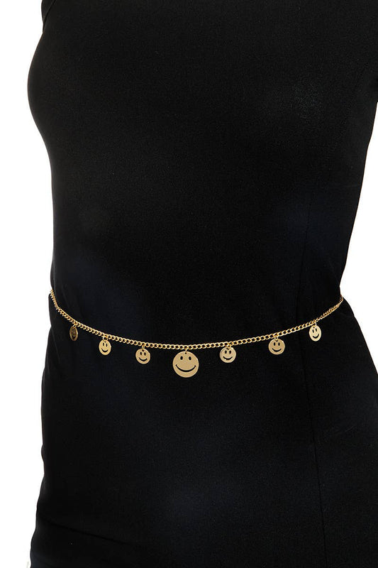 Dainty Smiley Face Station Belly Chain