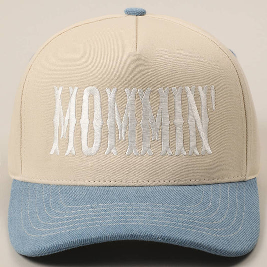 MOMMIN' Letter Embroidery Two-Tone Trucker Hat