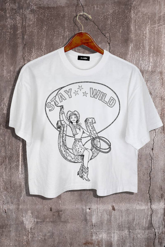 Stay Wild Cowgirl Graphic Crop Tee