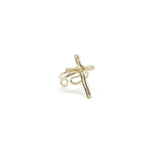 Gold Plated Adjustable Ring - Cross