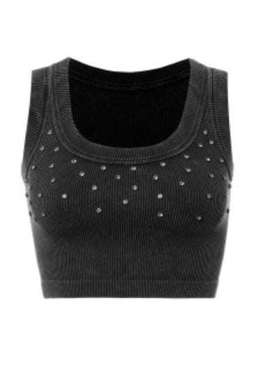 Dynamic ribbed Washed Stone Crop Top