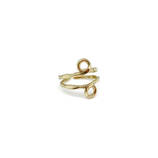 Gold Plated Adjustable Ring - Double Loop