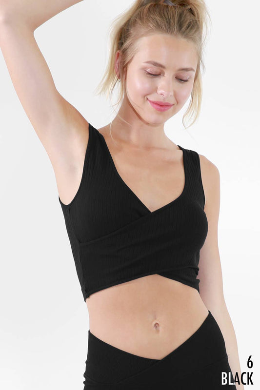 Ribbed Cross Over Crop Top